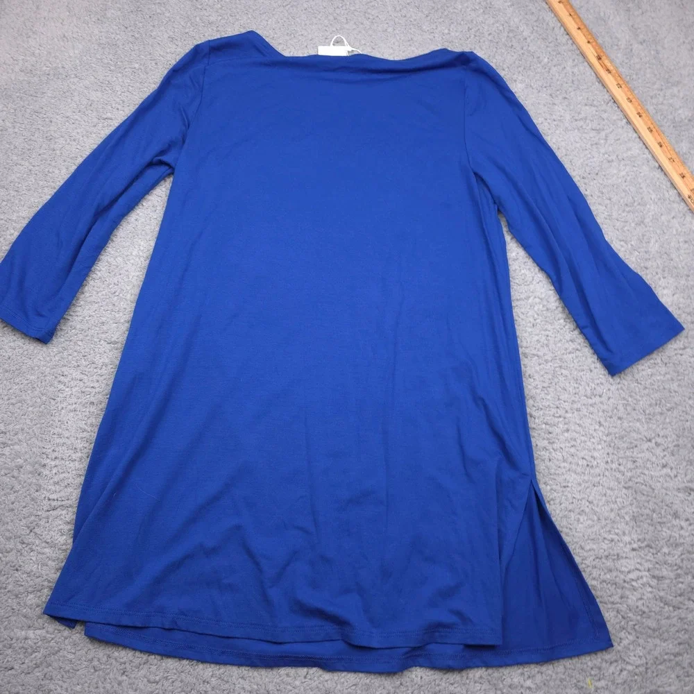 Eileen Fisher Royal Bateau NK Tunic‎ Dress Knit Long Sleeve Casual Comfy Size S